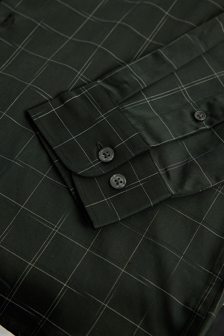 Dark Green Checks Slim Fit Shirt