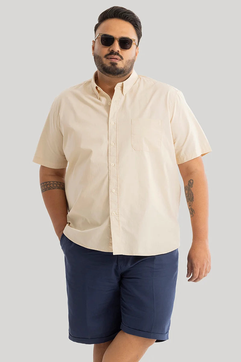 Downtown Beige Oxford Plus Size Shirt