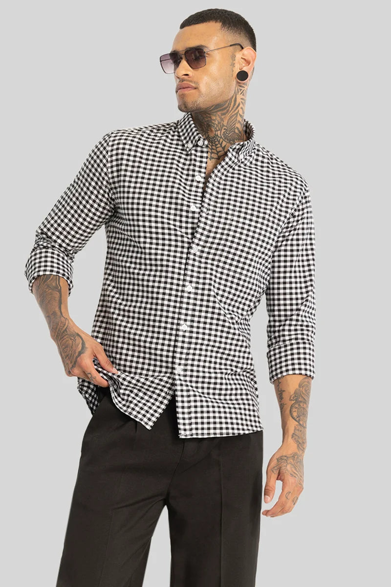 Black Gingham Checks Shirt