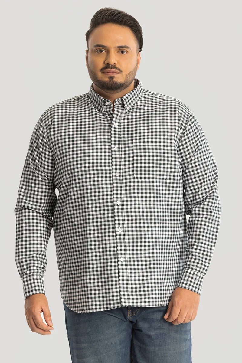 Dark Green Oxford Checks Plus Size Shirt