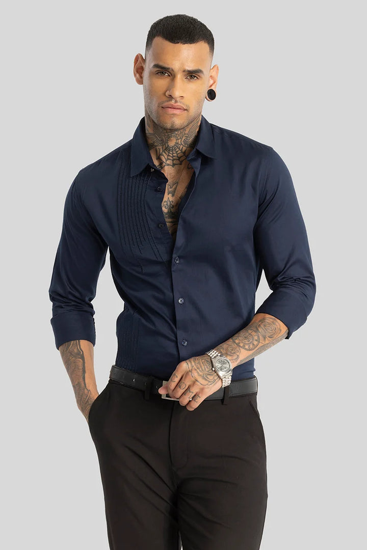 Navy Embroidered Shirt