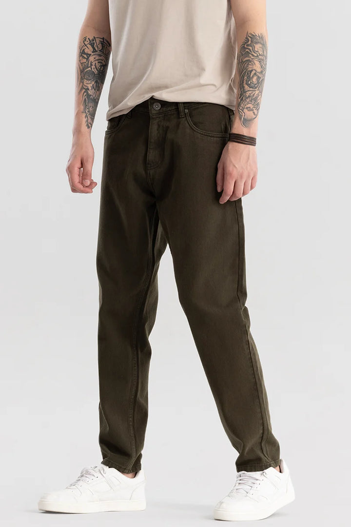 Loose Leisure Olive Baggy Fit Jeans