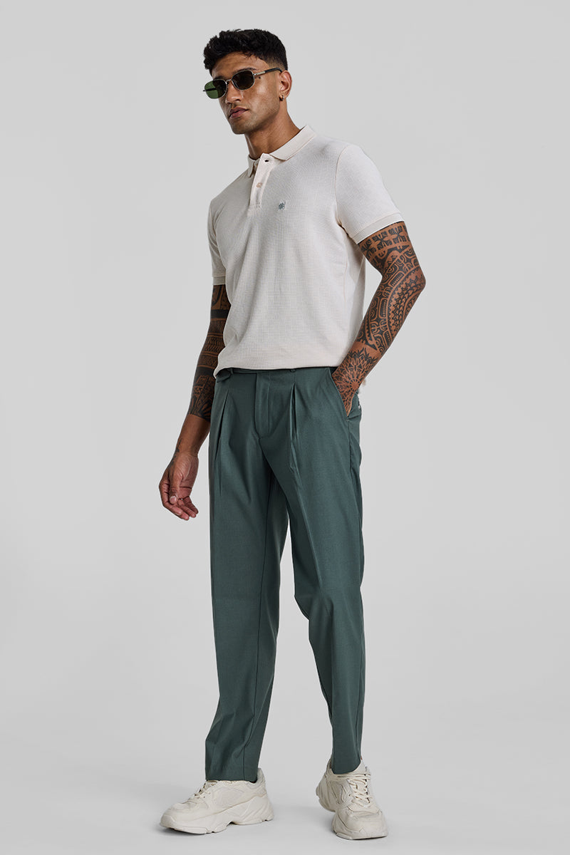 Green Relaxed Fit Korean Trousers