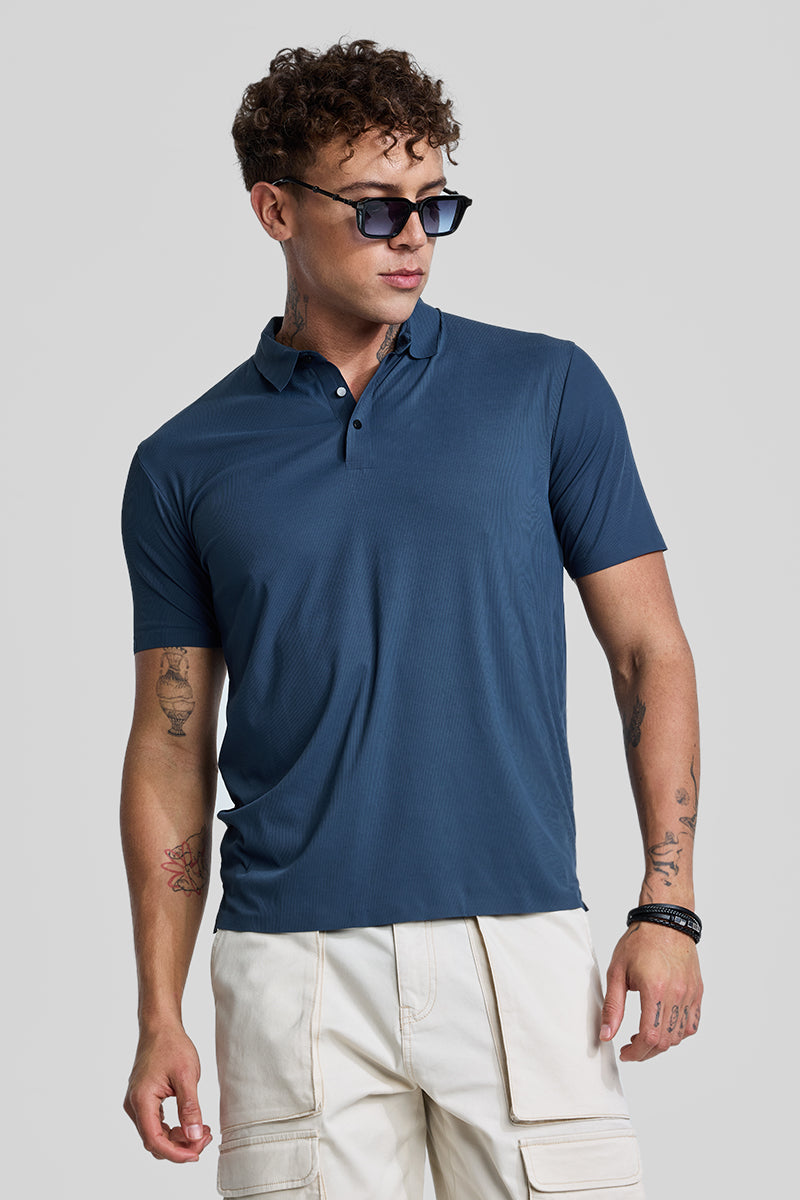 Blue Stitchless Polo T-Shirt