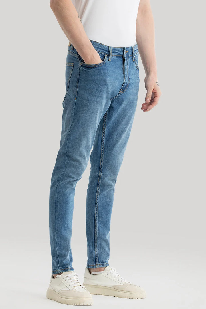 Phantom Sky Blue Plain Skinny Fit Jeans