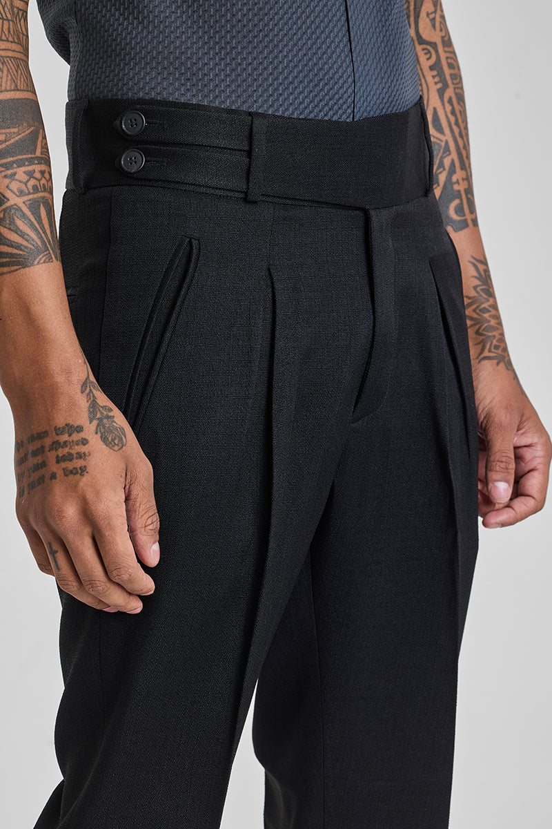 Black Relaxed Fit Korean Trousers