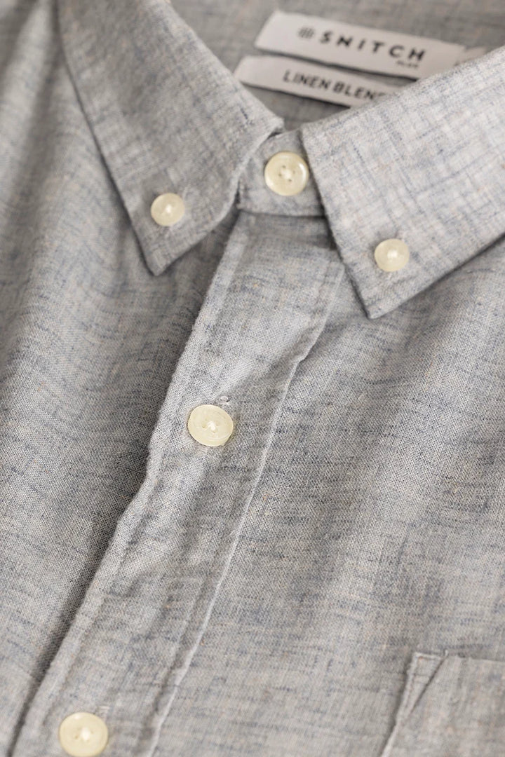 Light Grey Linen Blend Plus Size Shirt