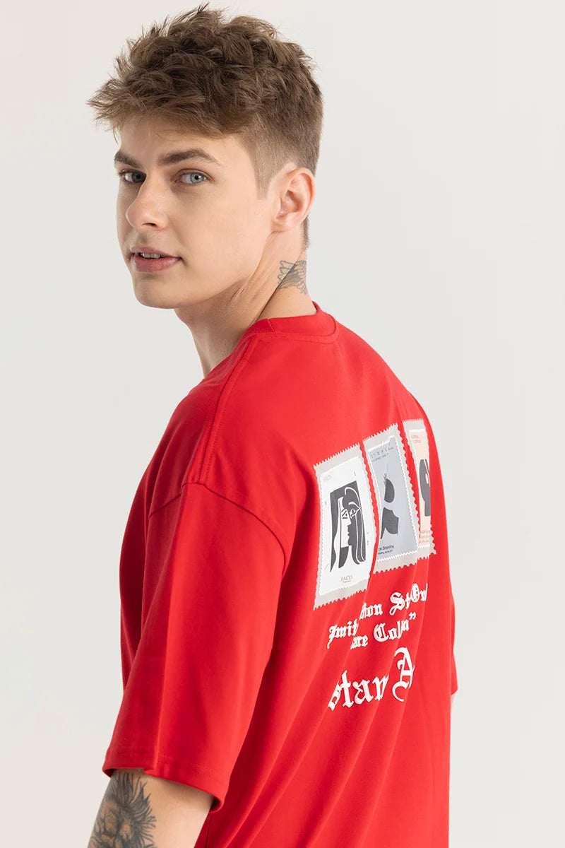 Chiara Red Graphic Oversized T-Shirt