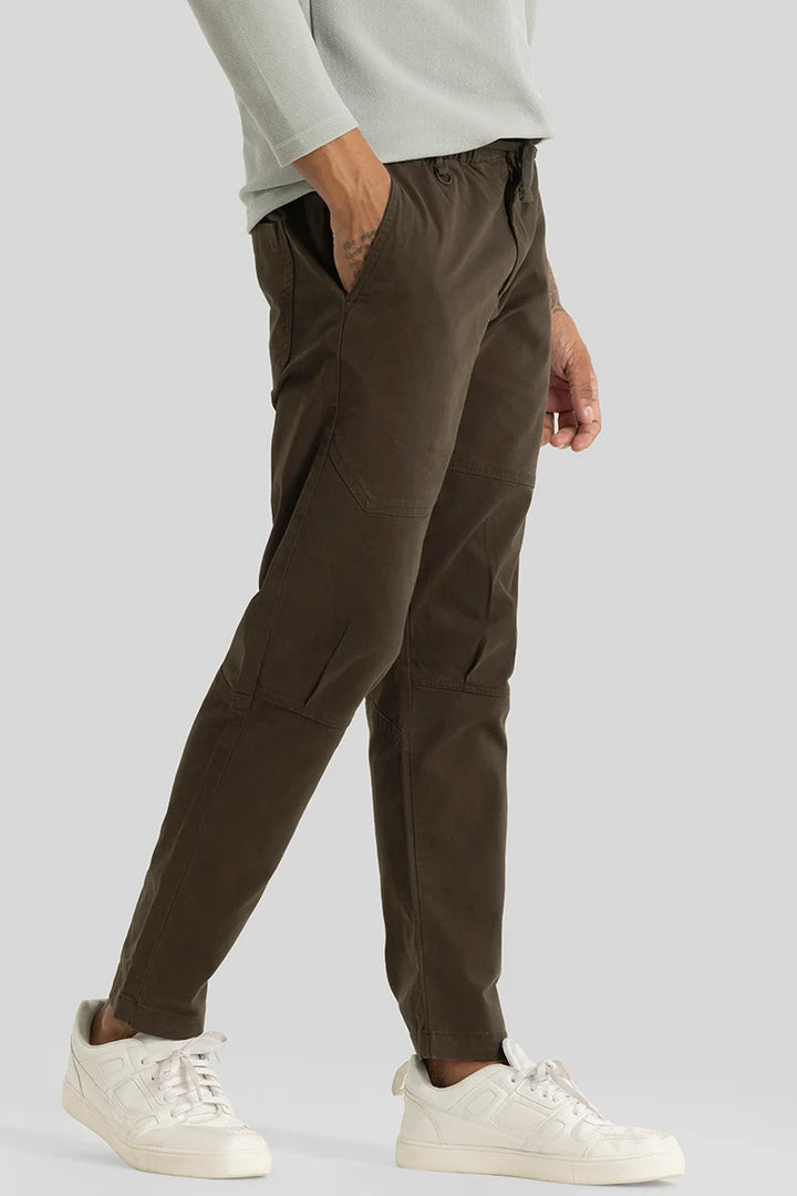 Odyssey Dark Brown Plain Slim Fit Trousers