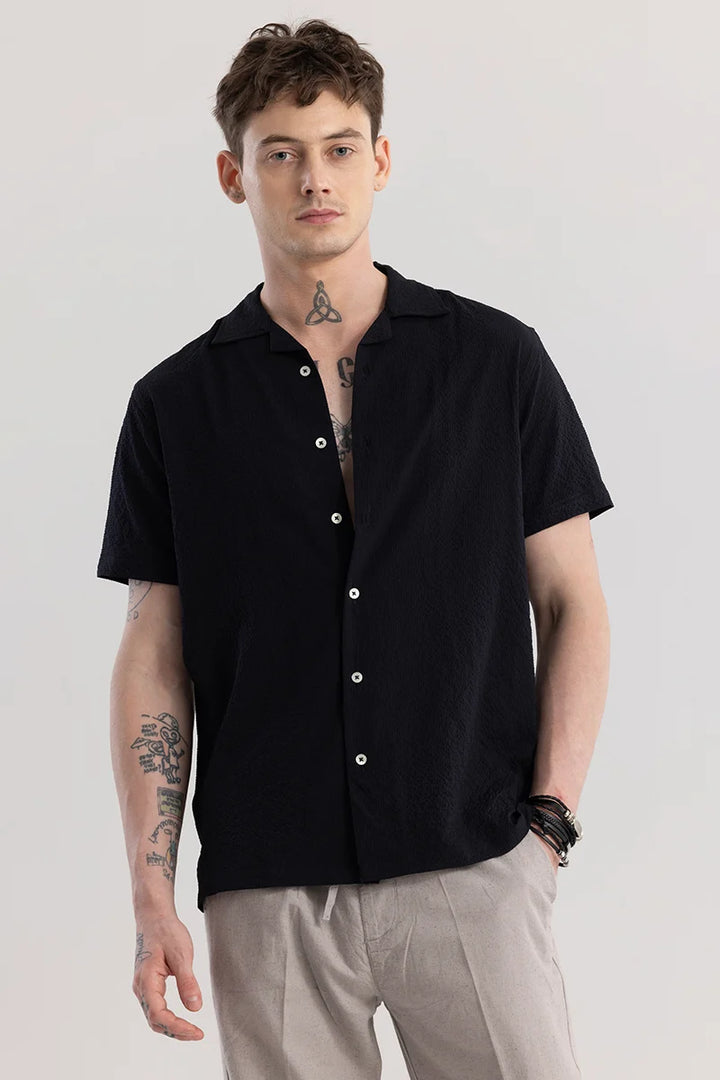 Mystique Black Plain Shirt