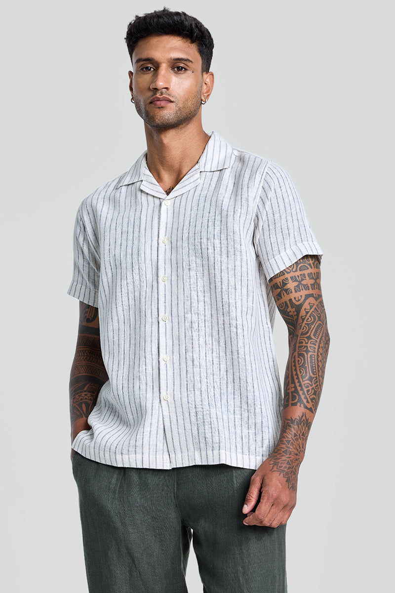 Grey Cuban Stripes Shirt