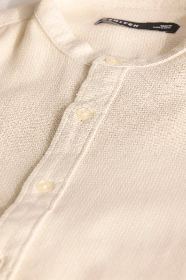 Cream Woven Mandarin Shirt