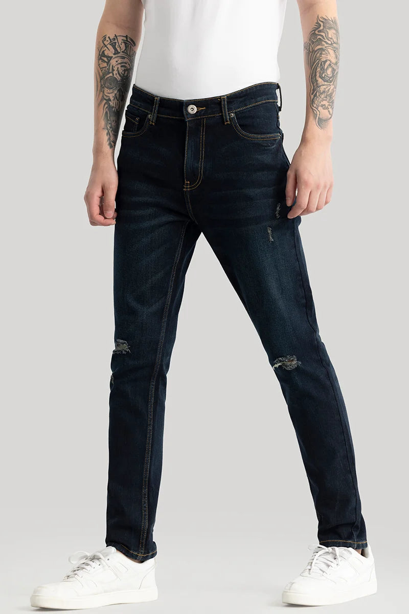 Pascaline Indigo Distressed Slim Fit Jeans