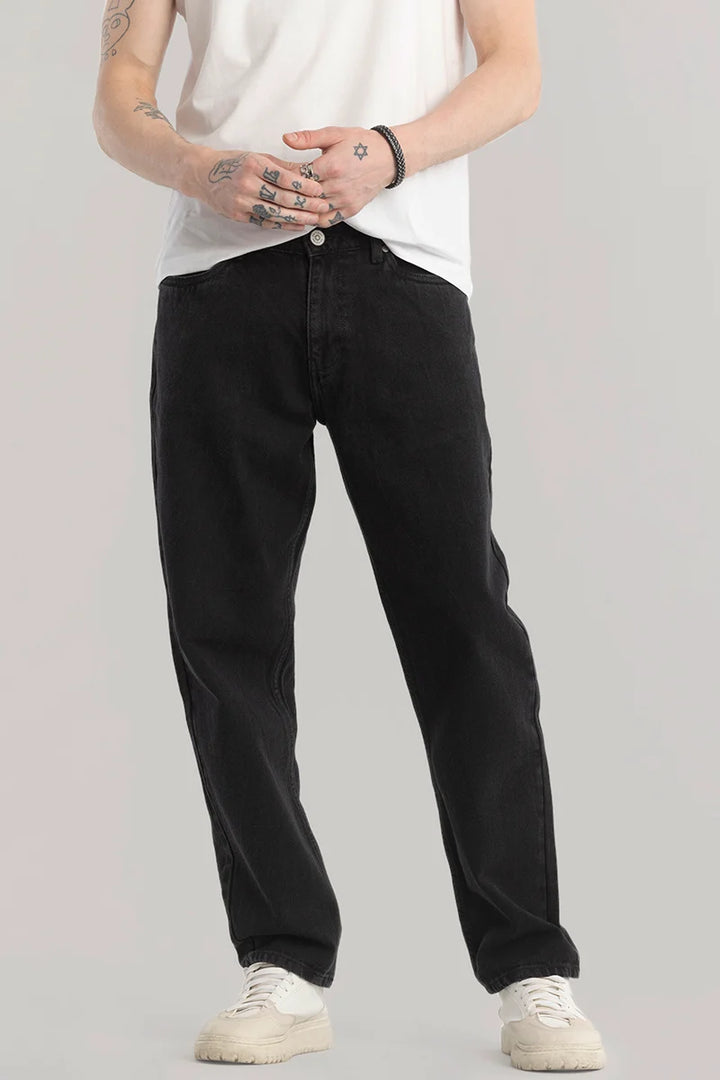 Refined Charcoal Black Relaxed Fit Jeans