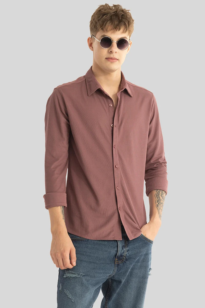 Carmine Mauve Knitted Shirt