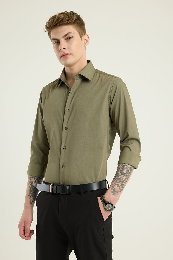 Olive Slim Fit Stretch Shirt