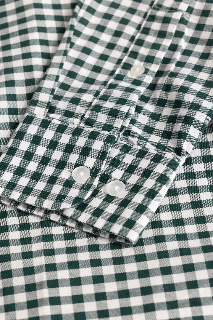 Dark Green Gingham Checks Shirt