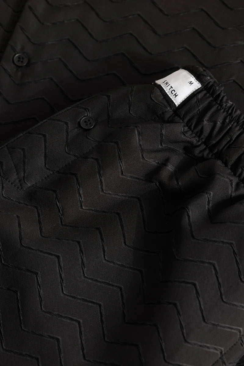 Cross Wave Black Textured Co-Ords