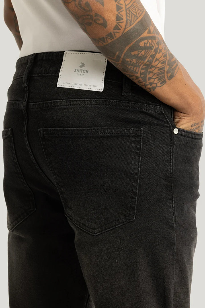 Vertex Charcoal Grey Plain Straight Fit Jeans