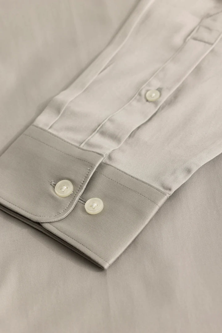 Satin Stretch Grey Plain Shirt