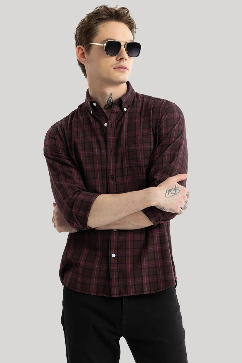 Enzo Dark Brown Checks Shirt