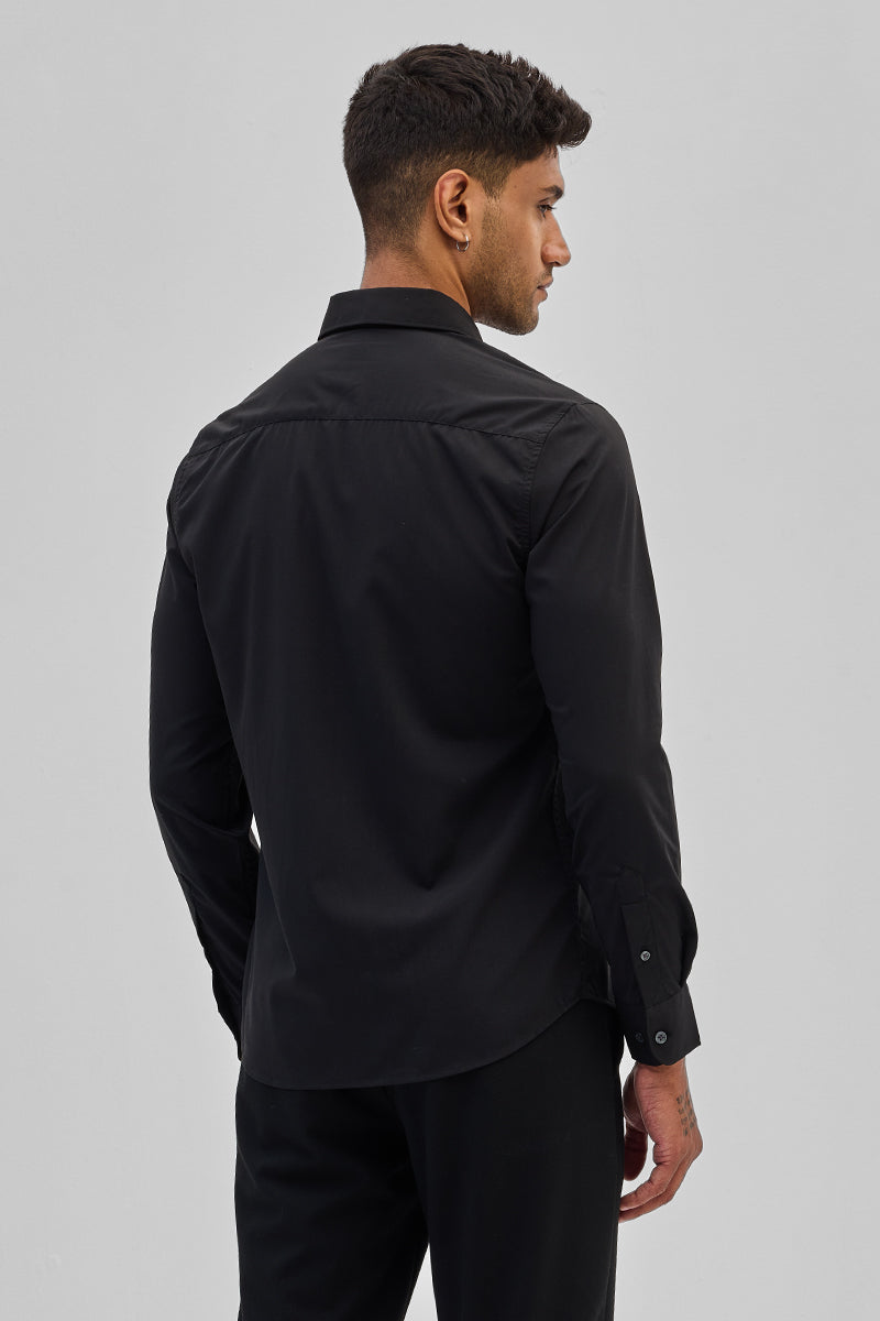 Black Slim Fit Stretch Shirt