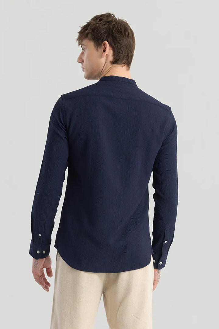 Berit Navy Textured Shirts