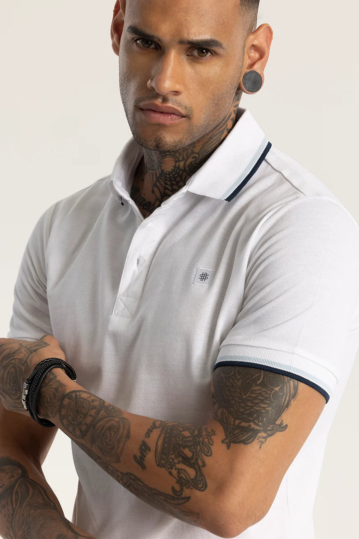 White Slim Fit Polo T-Shirt