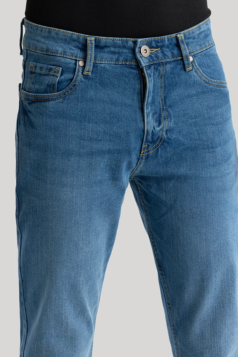 Olivier Blue Plain Straight Fit Jeans