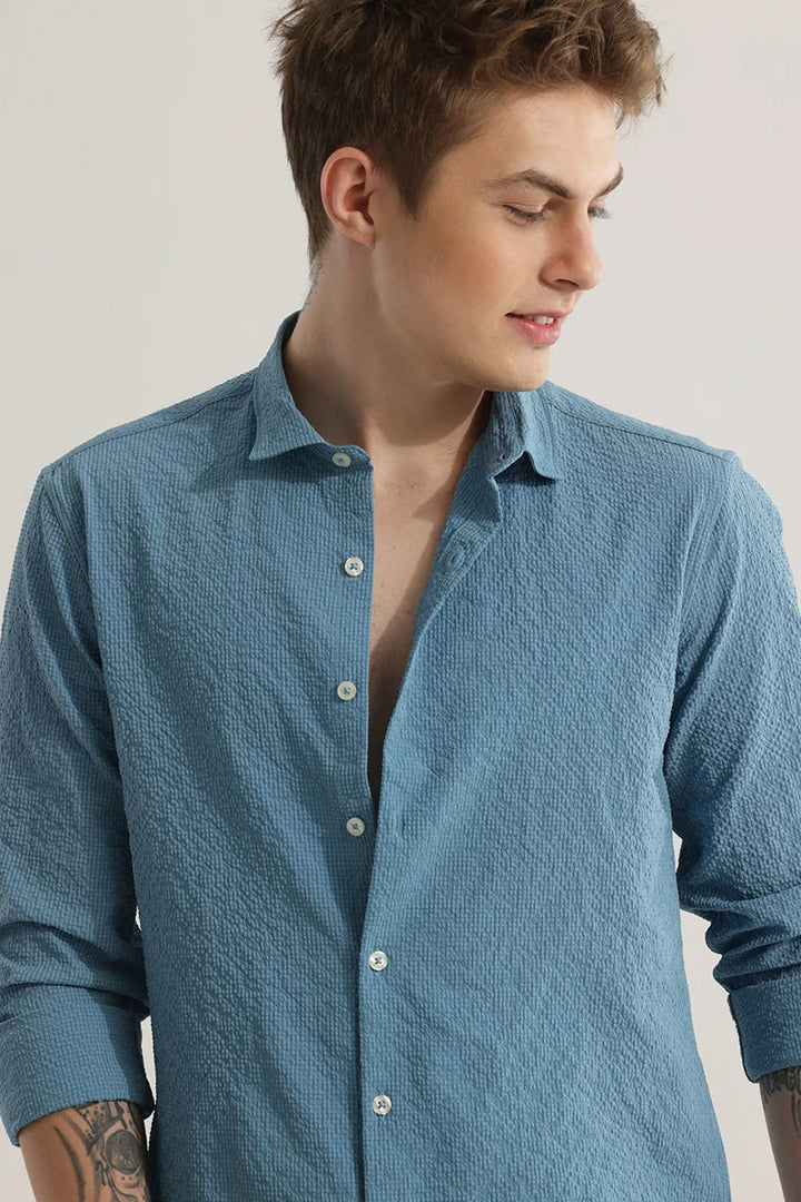 FlexiGarb Textured Blue Shirt