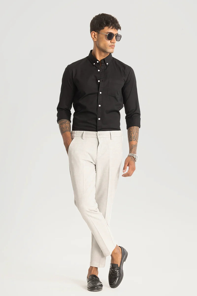 Black Solid Oxford Shirt