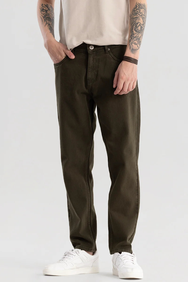 Loose Leisure Olive Baggy Fit Jeans