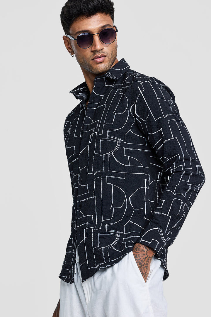 Black Textured Abstract Shirt