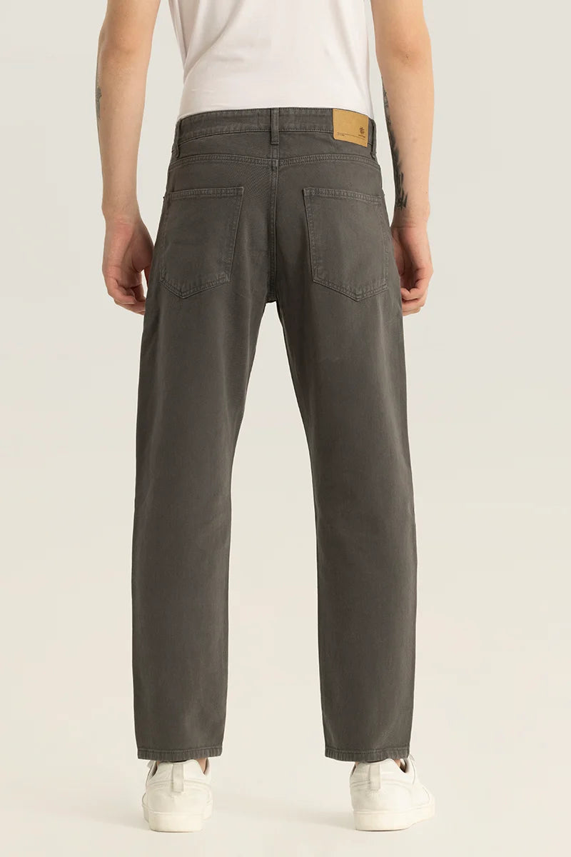 Etienne Charcoal Grey Plain Relaxed Fit Jeans