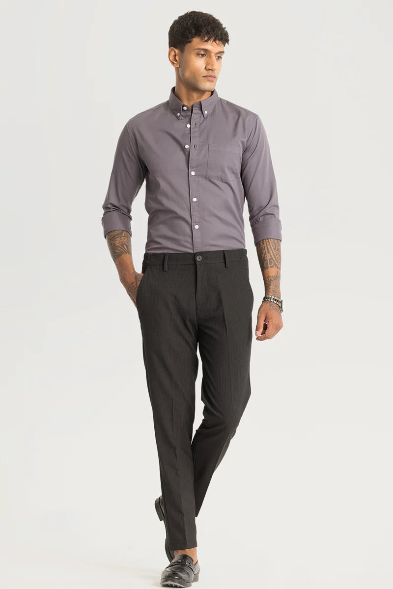 Black Checks Slim Fit Trousers