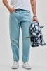 Light Blue Distressed Baggy Fit Jeans