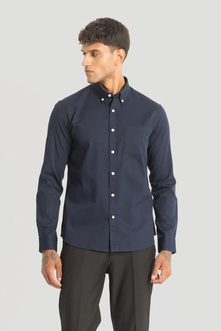 Navy Solid Oxford Shirt