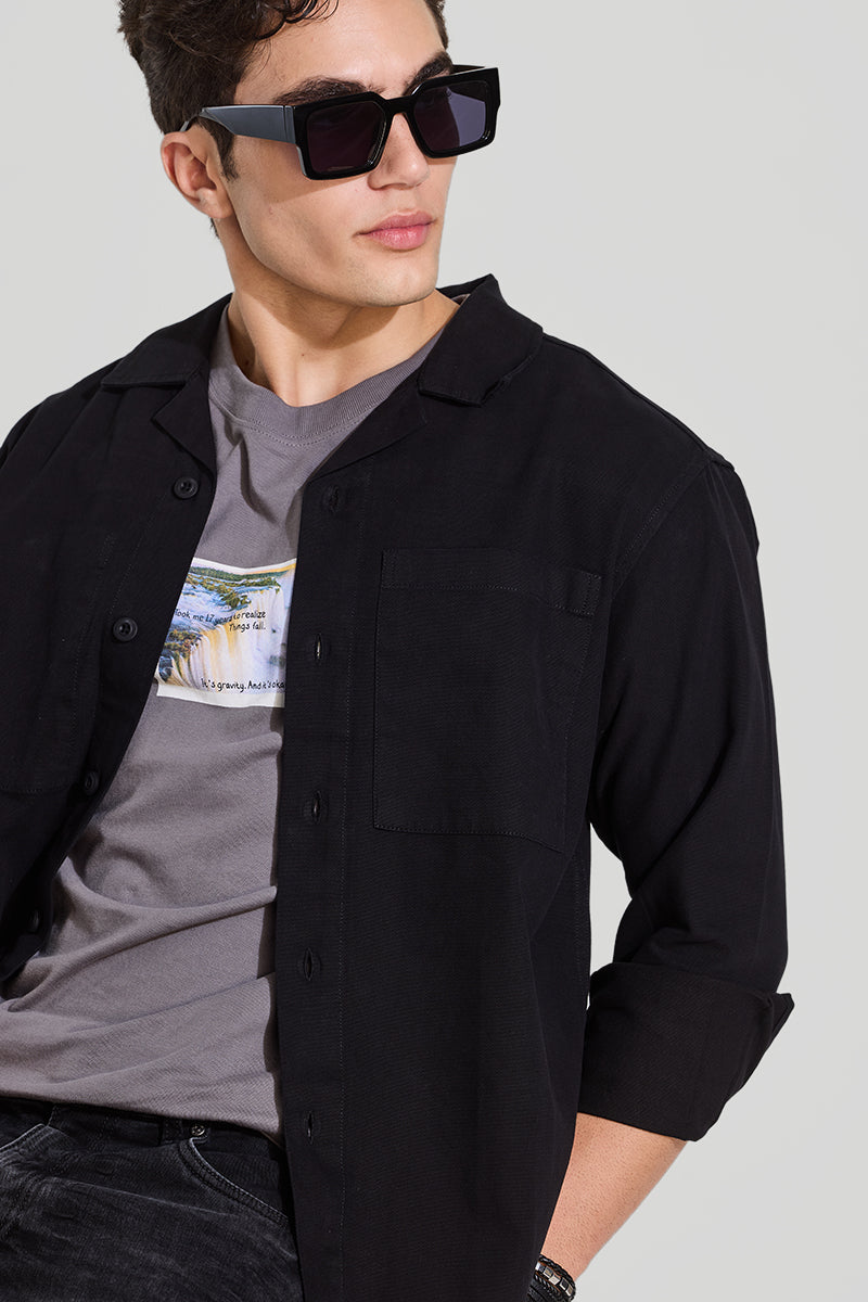 Black Relaxed Fit Overshirt