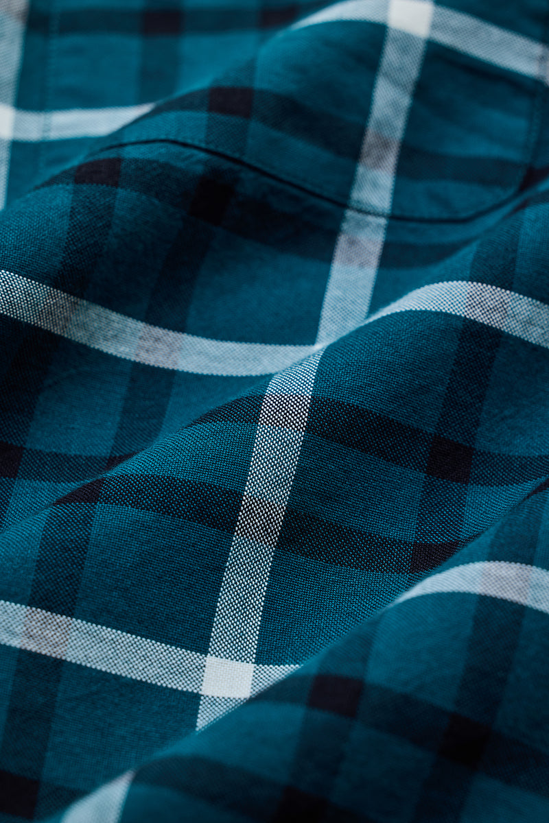 Teal Slim Fit Checks Shirt