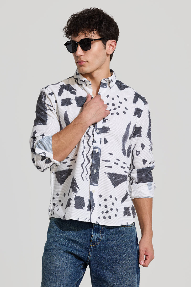 White Textured Abstract Shirt