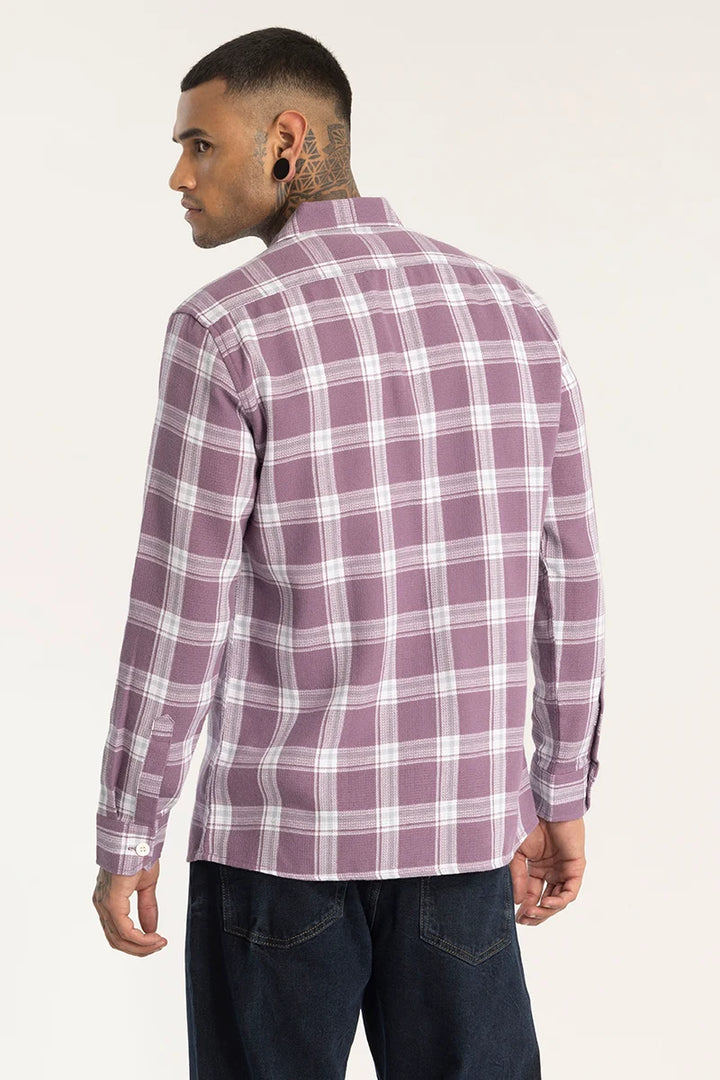 Purple Double Pocket Checks Shirt