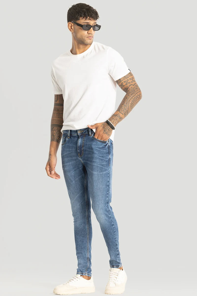 Light Blue Plain Skinny Fit Jeans