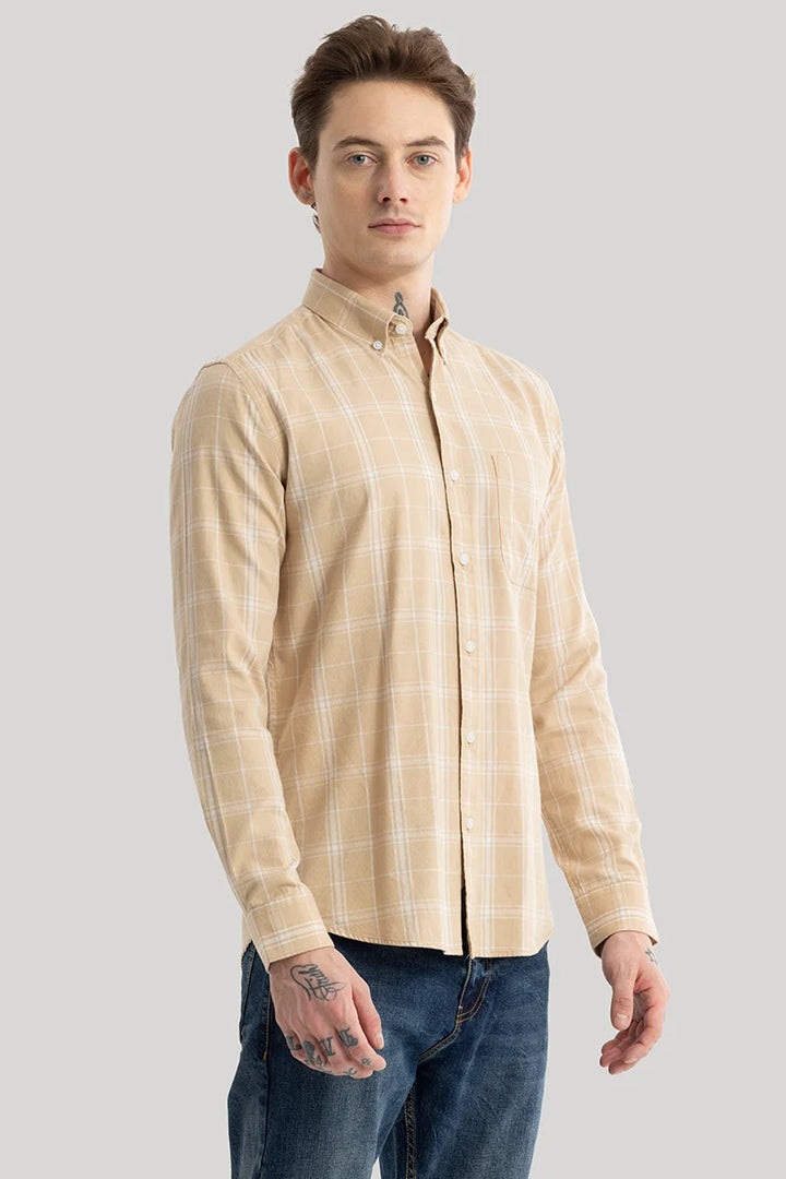 Enzo Beige Checks Shirt