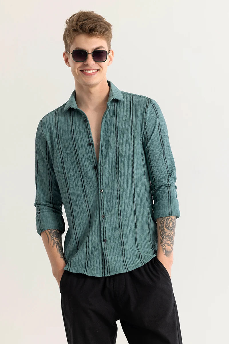 Sverre Stripe Green Shirt