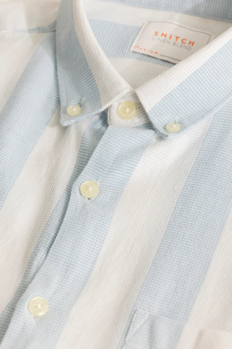 Pulse Light Blue Stripes Linen Shirt