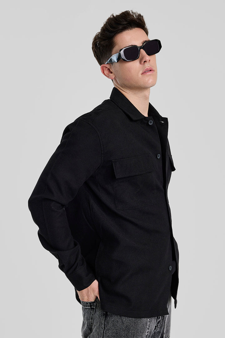 Black Double Pocket Overshirt