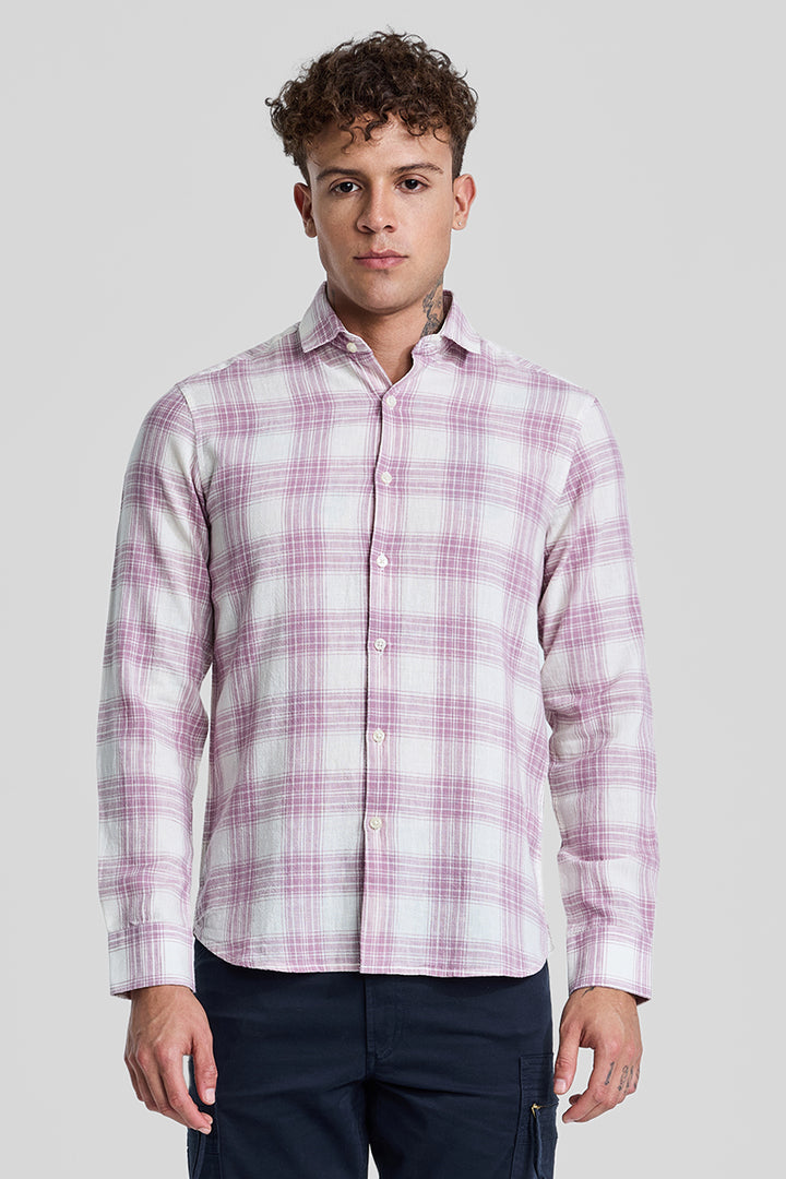 Lilac Checks Linen Blend Shirt