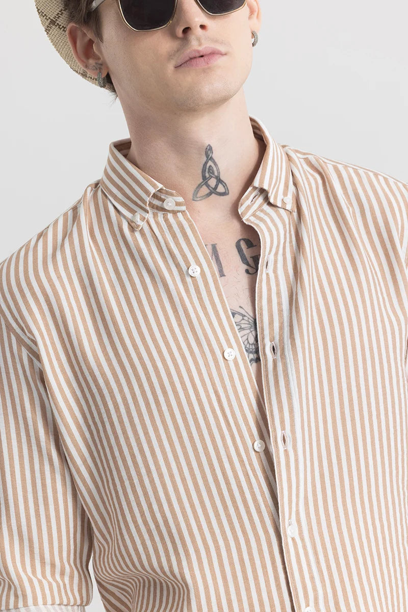 Stripehaven Beige Striped Shirt