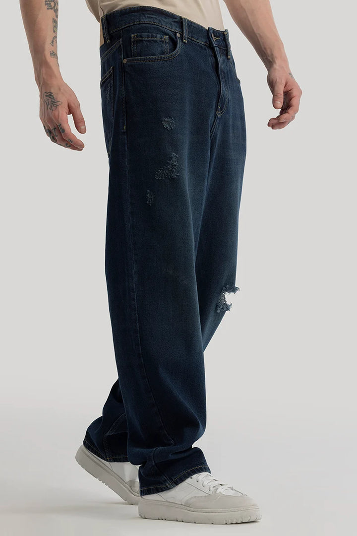 Lars Navy Distressed Loose Fit Jeans