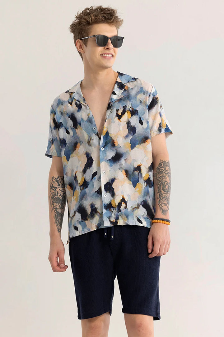 Nebulara Blue Abstract Shirt